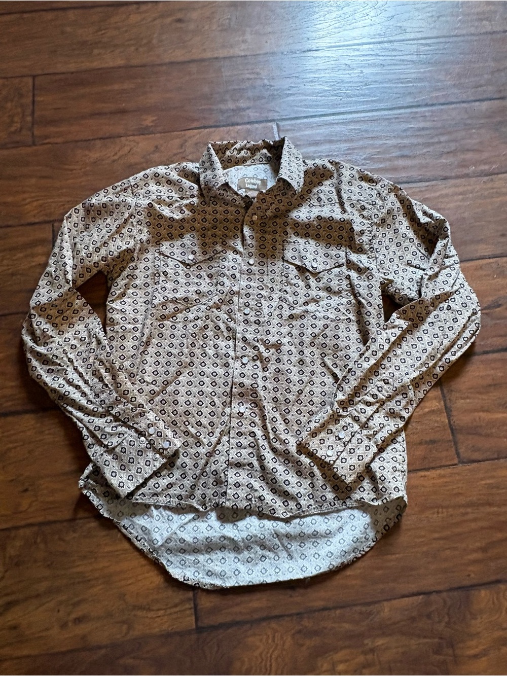 Cactus Brown Geometric Print Button-Down Shirt for Kids